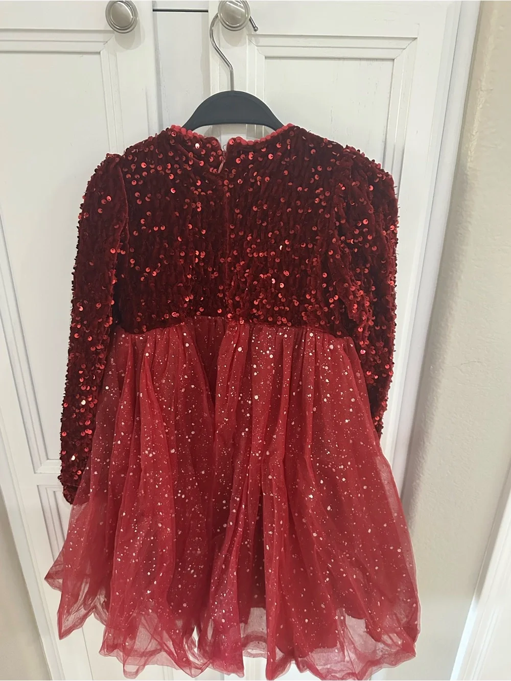 Zunie Red Sequin & Navy Velvet Tulle Holiday Dress Set